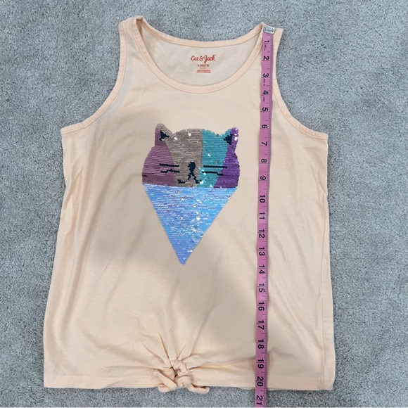Cat & Jack Girls Sz L (10/12) Peach Flip Sequin Tank Top - Picture 5 of 8